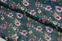 Tissu en ligne similicuir, faux cuir, cuirette avec motif de fleur. Online fabric leather with flowers.
