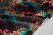 Tissu en ligne Québec similicuir, faux cuir, cuirette avec motif de d'encre abstrait. Online fabric leather with abstract paint ink oil.