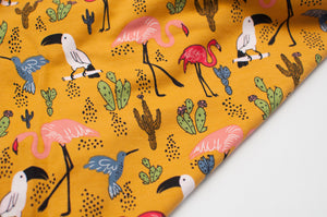 YELLOW FLAMINGO<br> cotton/spandex<br> french terry 