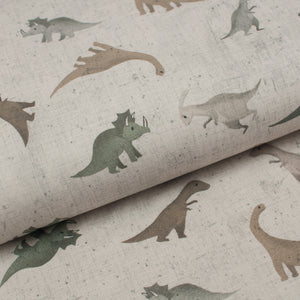 Tissu en ligne jersey de coton lycra motif de dinosaure. Online fabric cotton jersey knit with dinosaur.