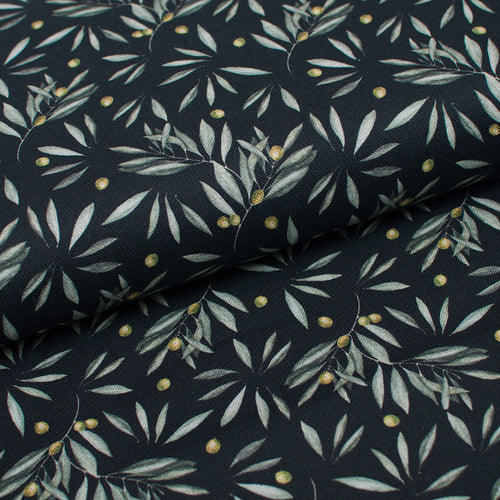 Tissu en ligne canevas 100% coton motif de branche d'olivier. Online fabric 100% cotton canvas with olive branch.
