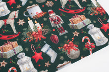 Canvas line fabric 100% cotton Christmas motif. Online fabric 100% cotton canvas christmas design.