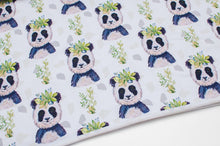 Tissu en ligne french terry de coton motif panda. Cotton french terry fabric.