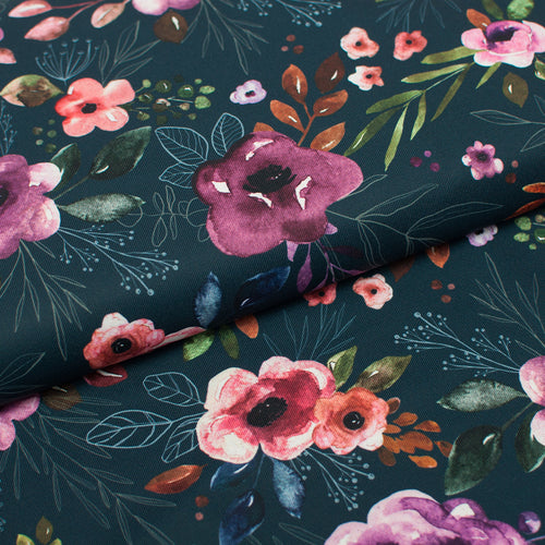 Tissu en ligne PUL avec motif de fleurs. Online fabric PUL with flowers.