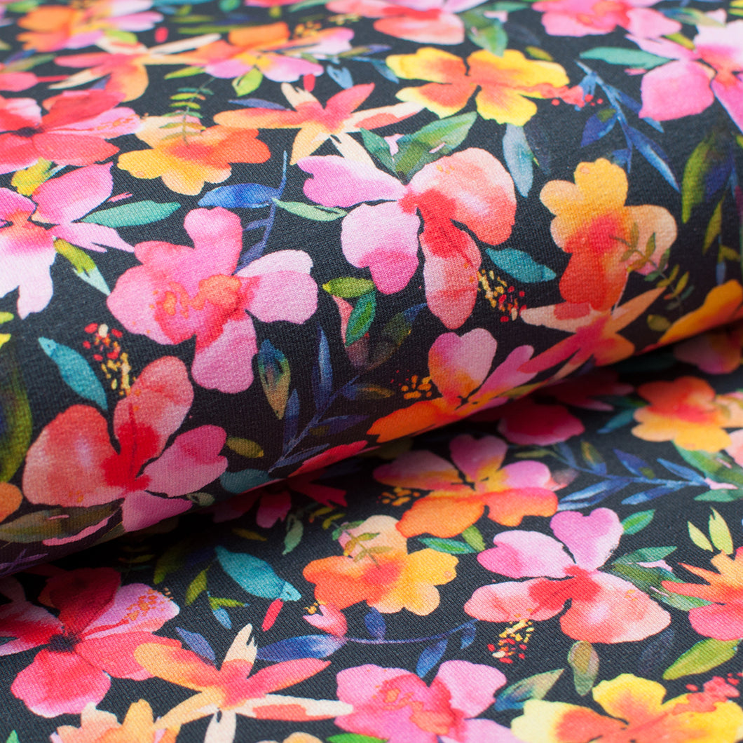 COLORFUL FLORAL<br> cotton/spandex<br> french terry 