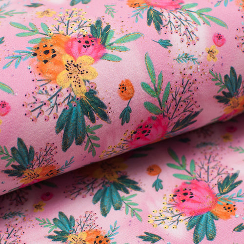 FLORAL ROSE<br>coton/spandex<br>french terry