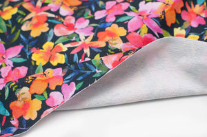COLORFUL FLORAL<br> cotton/spandex<br> french terry 