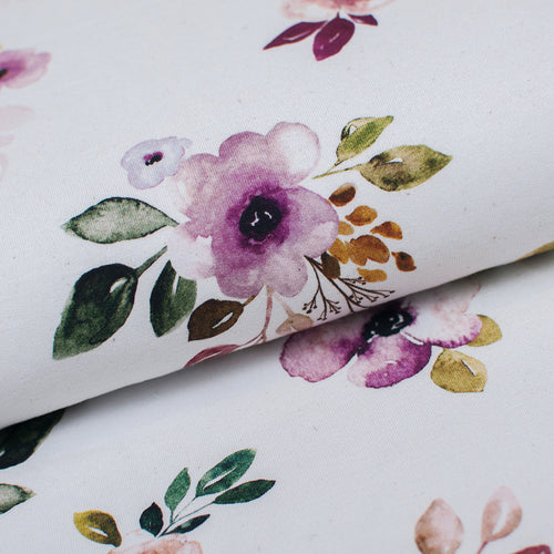 Tissu en ligne french terry de coton motif de fleurs. Online fabric cotton french terry floral design.