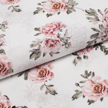 Tissu en ligne canevas de coton motif de fleur rose. Online fabric 100% cotton canvas with rose flowers.